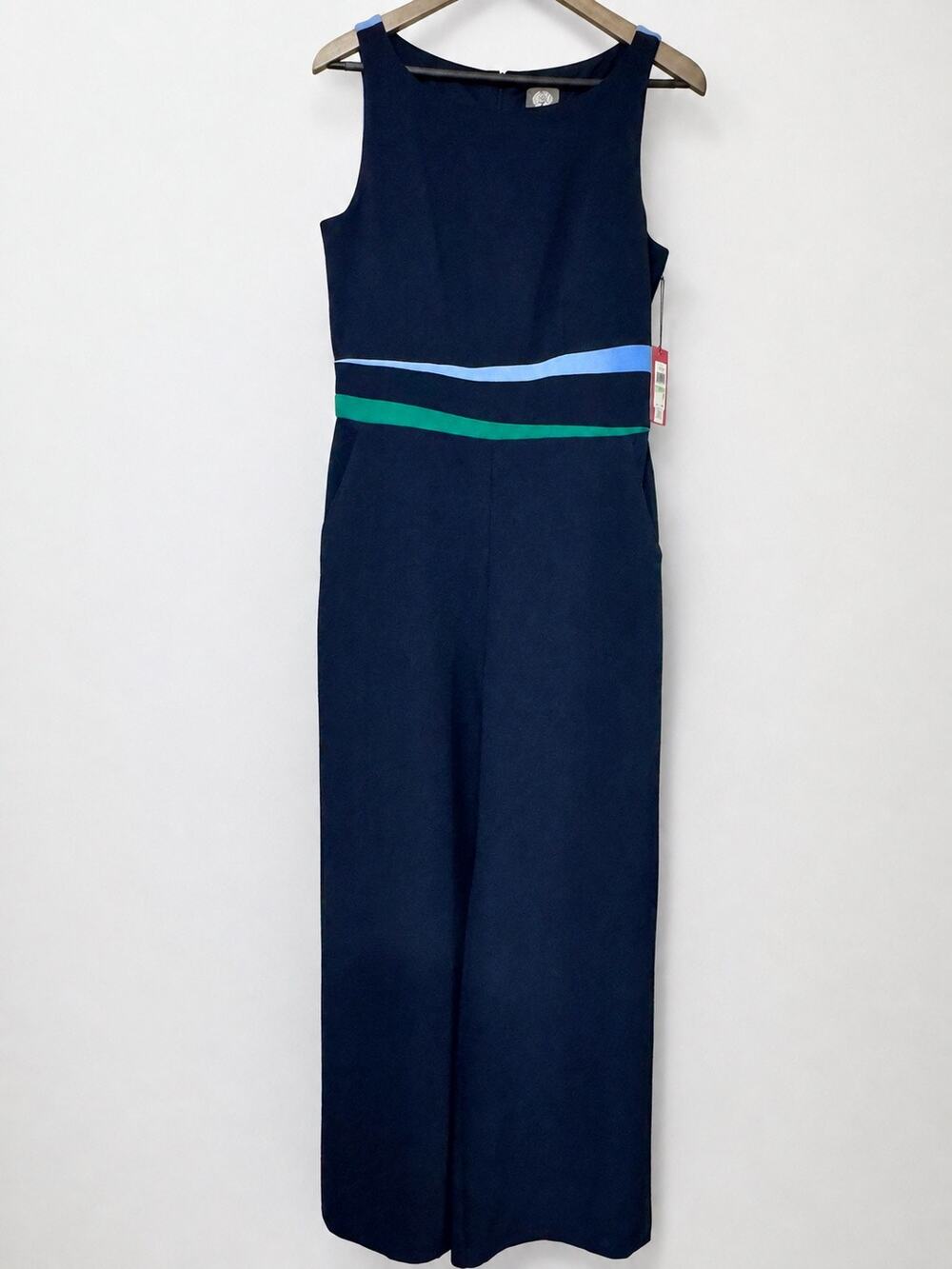 Vince Camuto Colorblock Wide Leg Jumpsuit Navy Size 8 NWT
